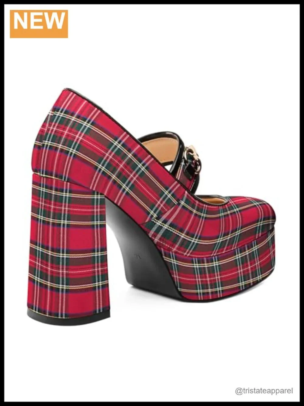 Mary Jane High Chunky Platform Square Toe Pumps Patent Leather